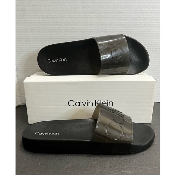 Calvin Klein Auster Black Slip-On Men Sandals Size 13M NWB - Picture 2 of 10